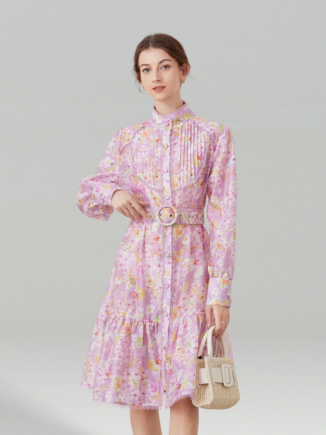 

JC Collection Floral Print Fit & Flare Dress, Pink