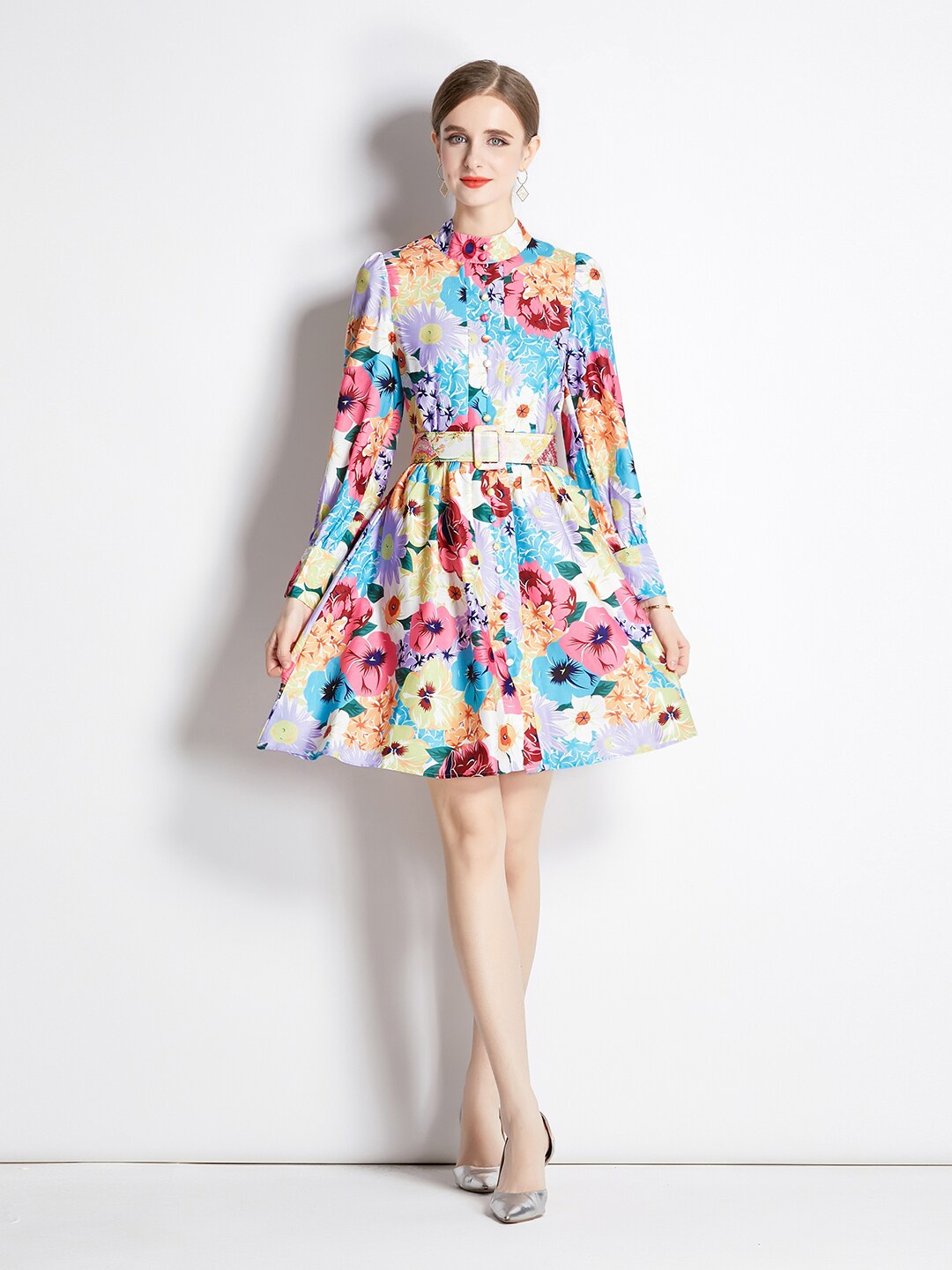 

JC Collection Floral Print Fit & Flare Dress, Blue