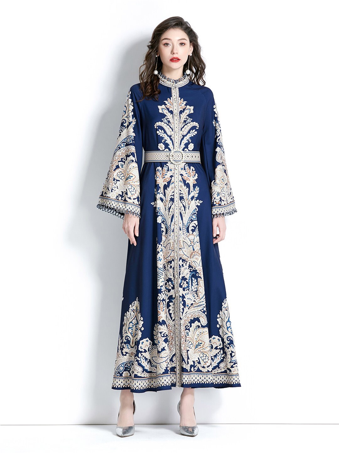 

JC Collection Ethnic Motifs Print Maxi Dress, Blue