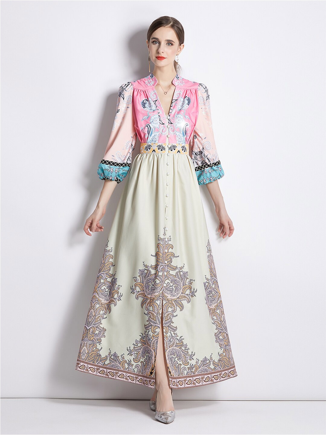 

JC Collection Multicoloured Ethnic Motifs Print Maxi Dress, Multi