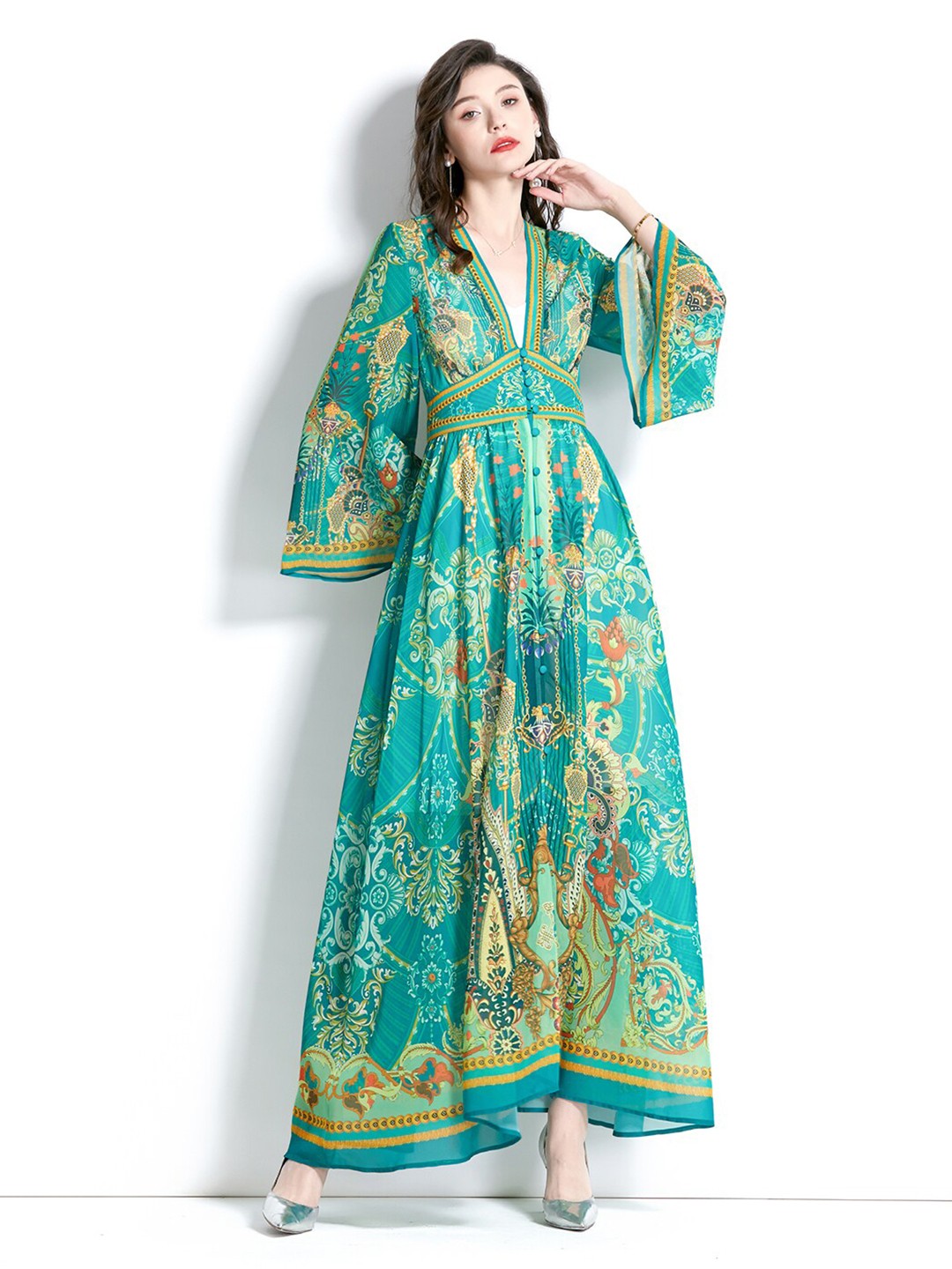 

JC Collection Floral Print Maxi Dress, Green
