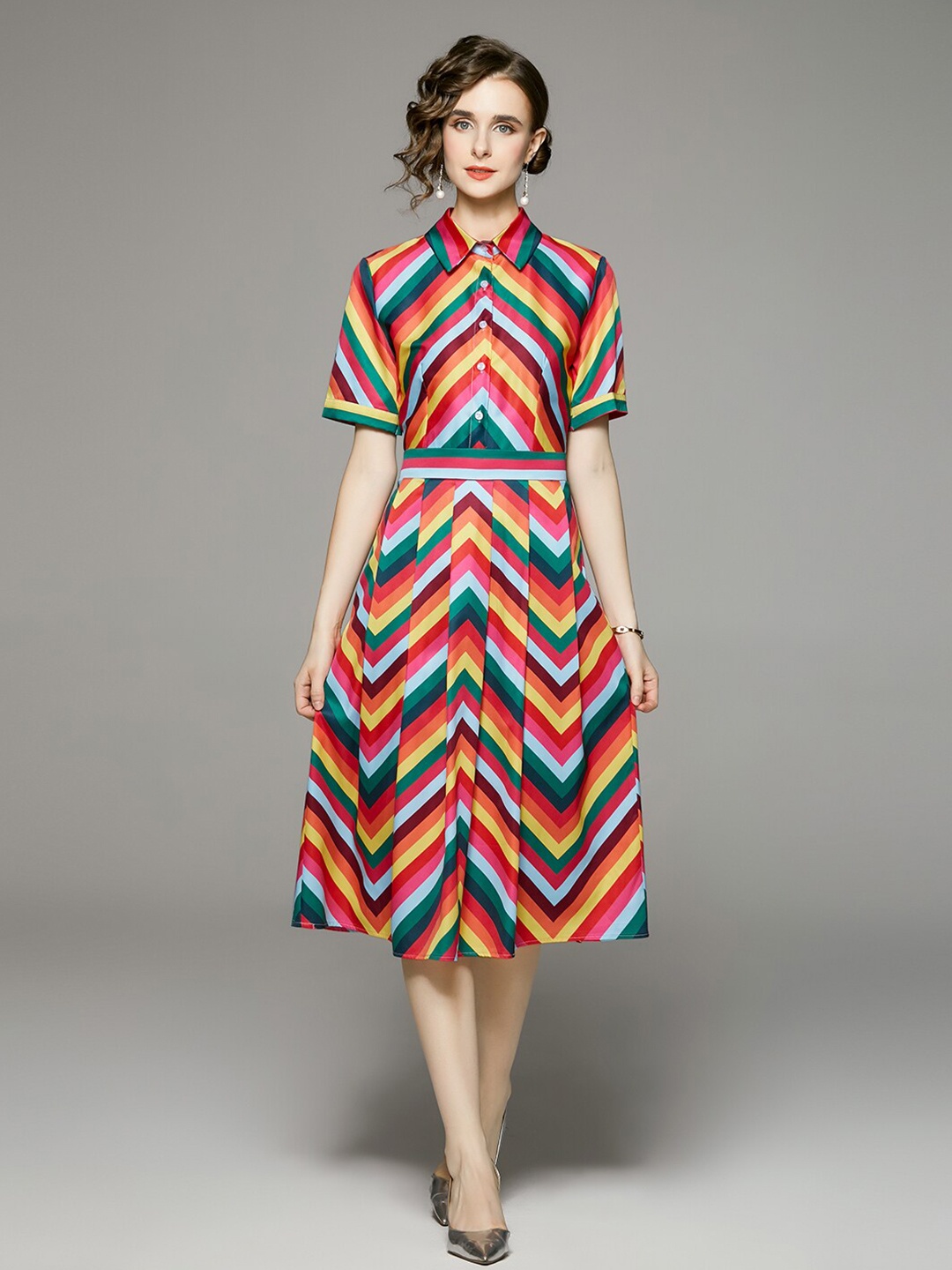 

JC Collection Multicoloured Striped Shirt Midi Dress, Multi