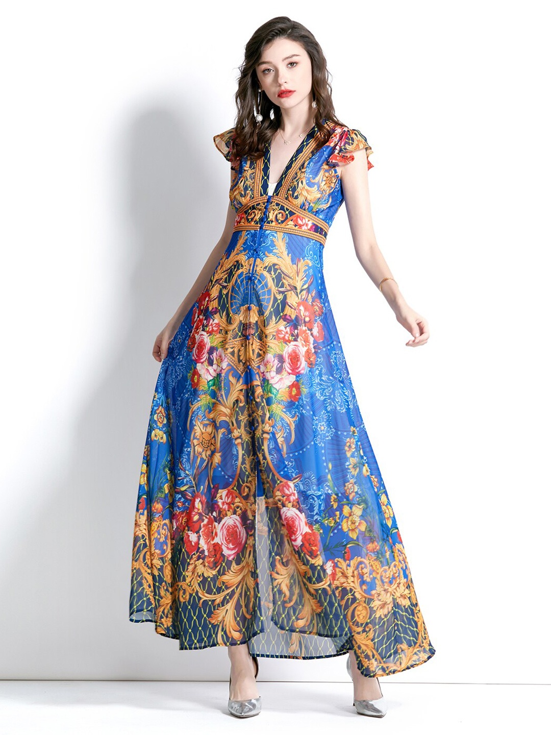 

JC Collection Floral Print Maxi Dress, Yellow
