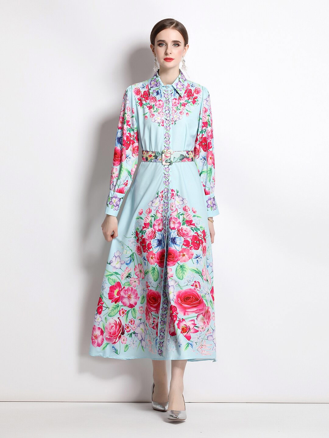 

JC Collection Floral Print Maxi Dress, Blue