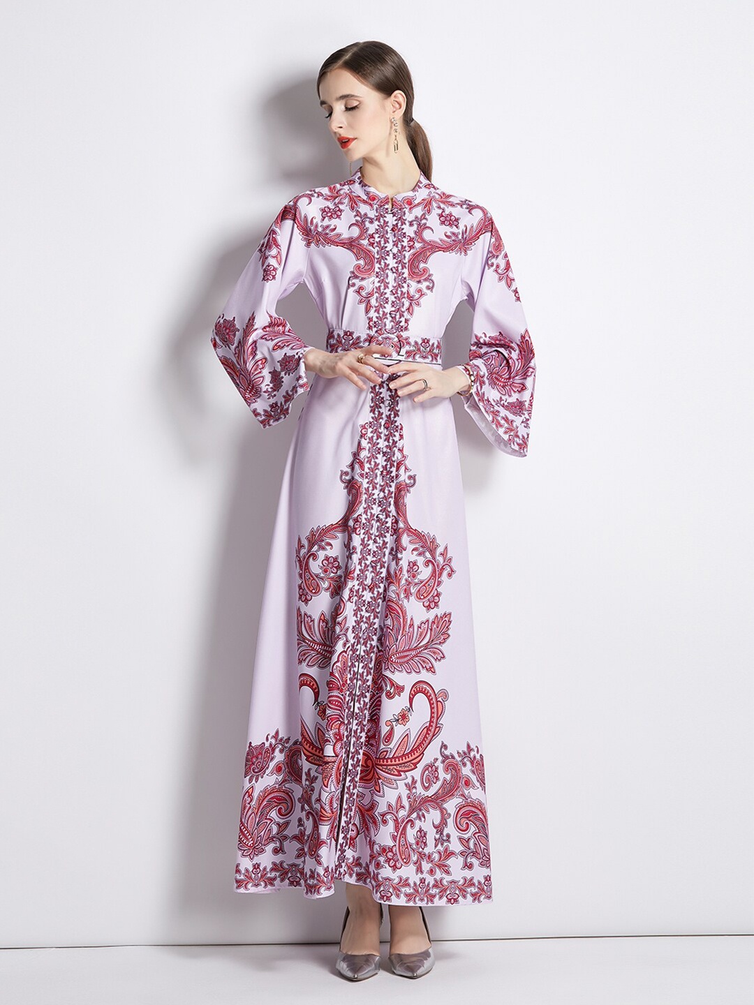 

JC Collection Multicoloured Ethnic Motifs Print Bell Sleeve Maxi Dress, Multi
