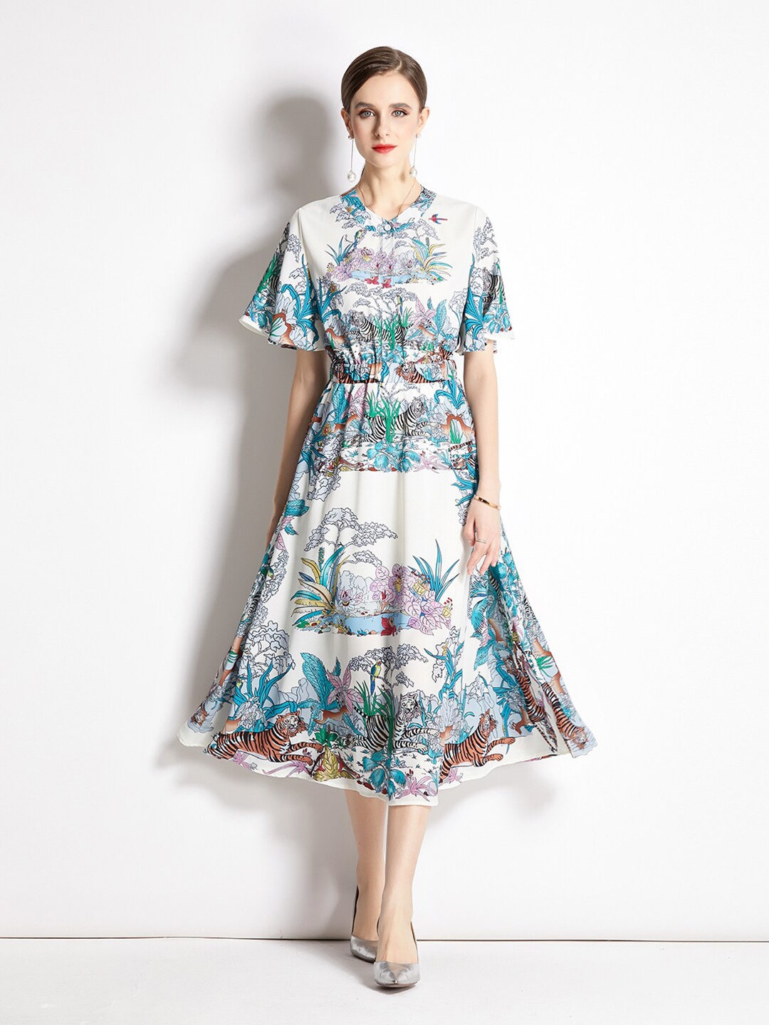 

JC Collection Multicoloured Floral Print A-Line Midi Dress, Multi