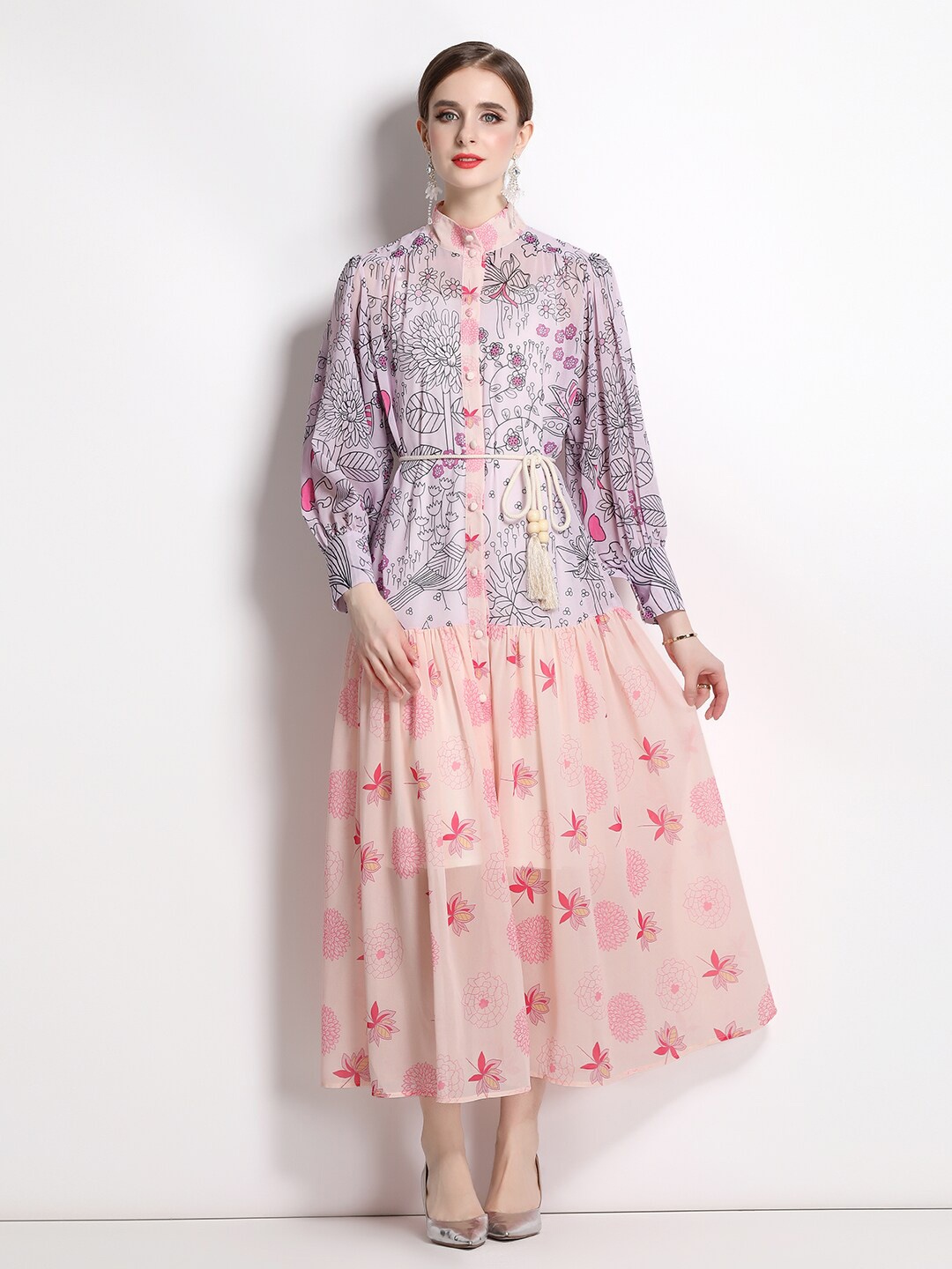 

JC Collection Purple Floral Print Maxi Dress