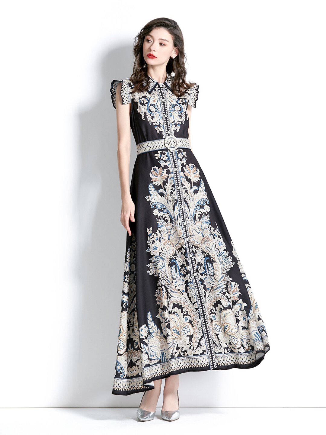 

JC Collection Floral Print Maxi Dress, Black