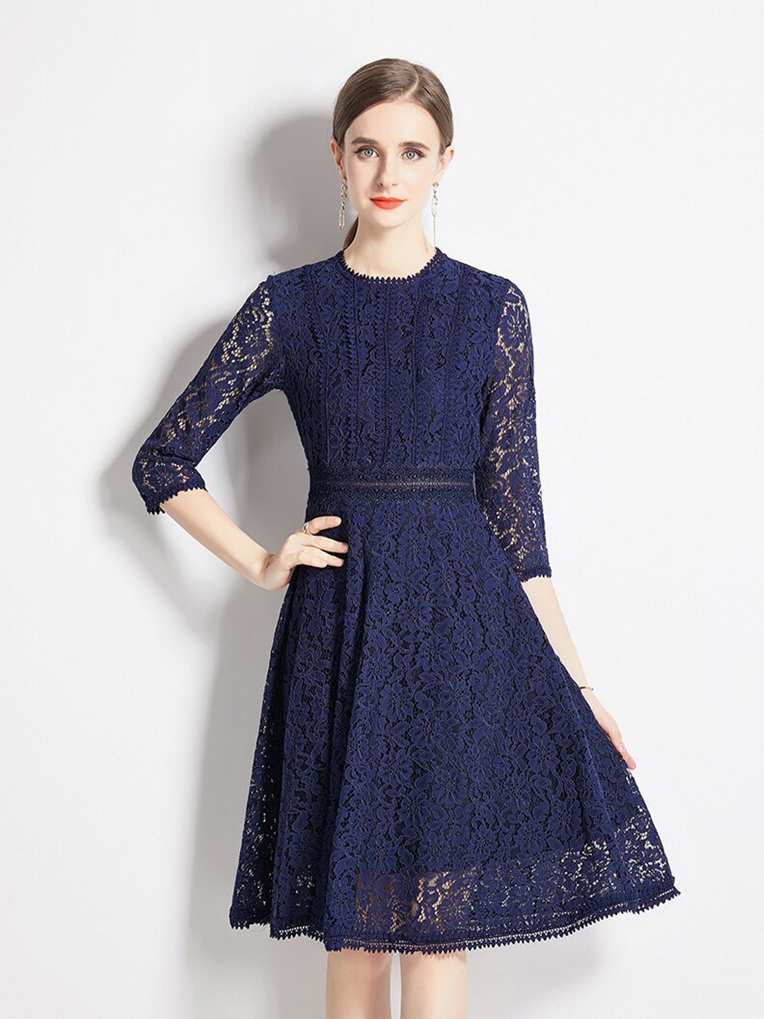 

JC Collection Navy Blue Fit & Flare Dress