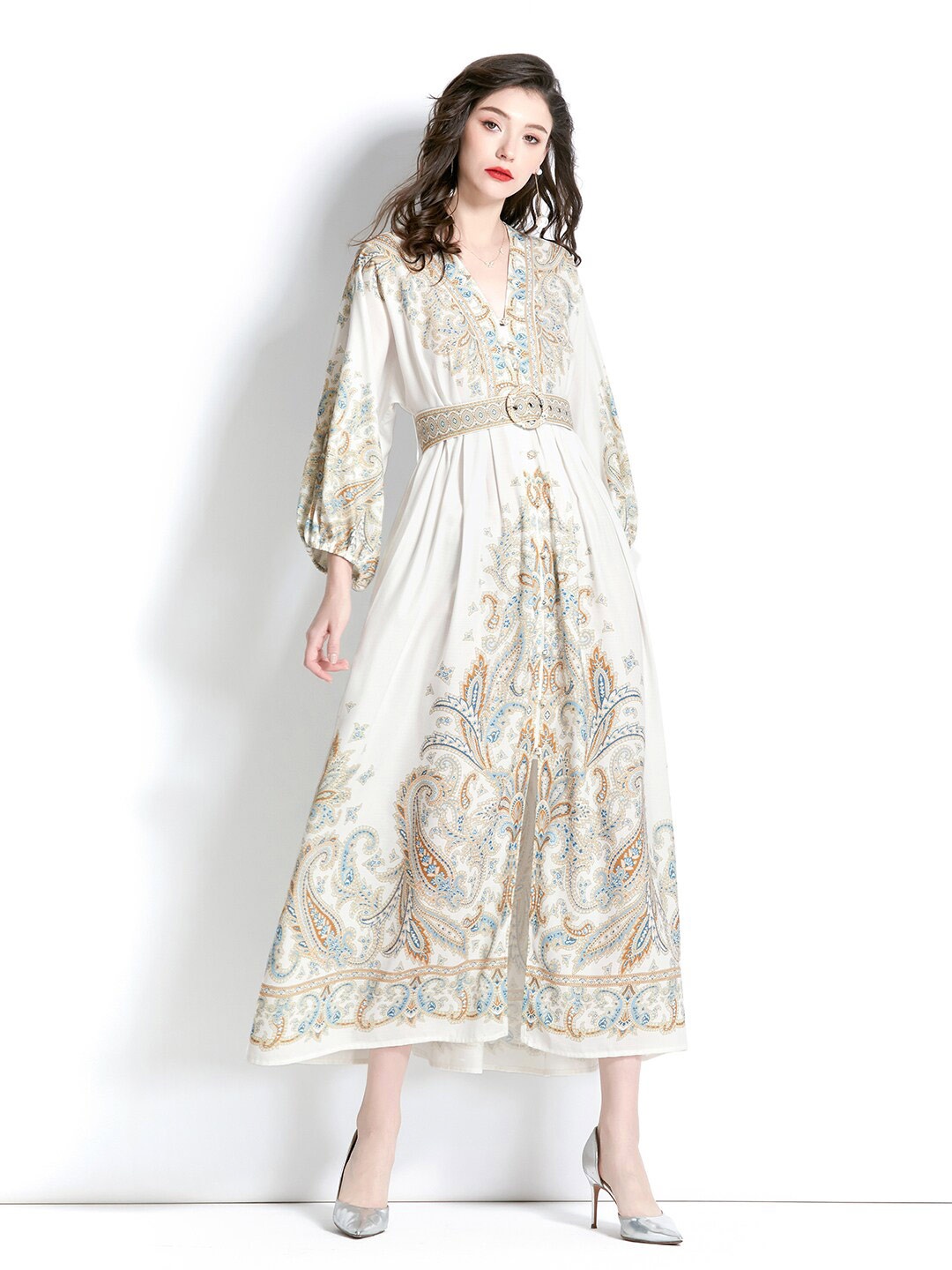

JC Collection White Floral Print Maxi Dress