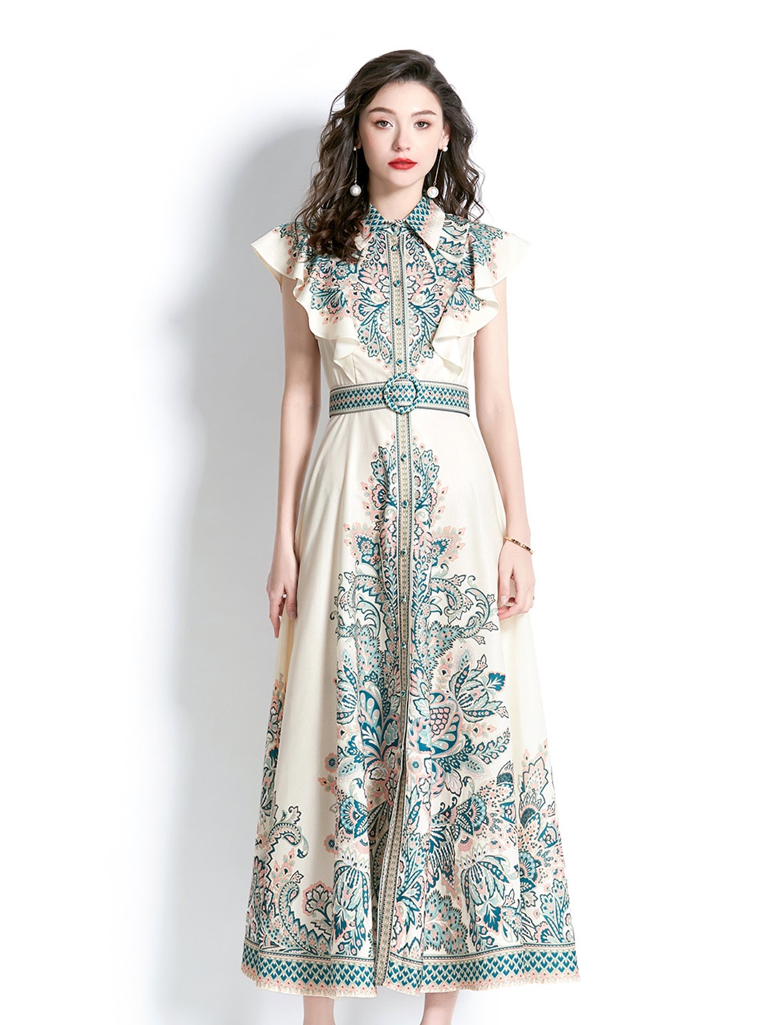 

JC Collection Ethnic Motifs Print Maxi Dress, Green