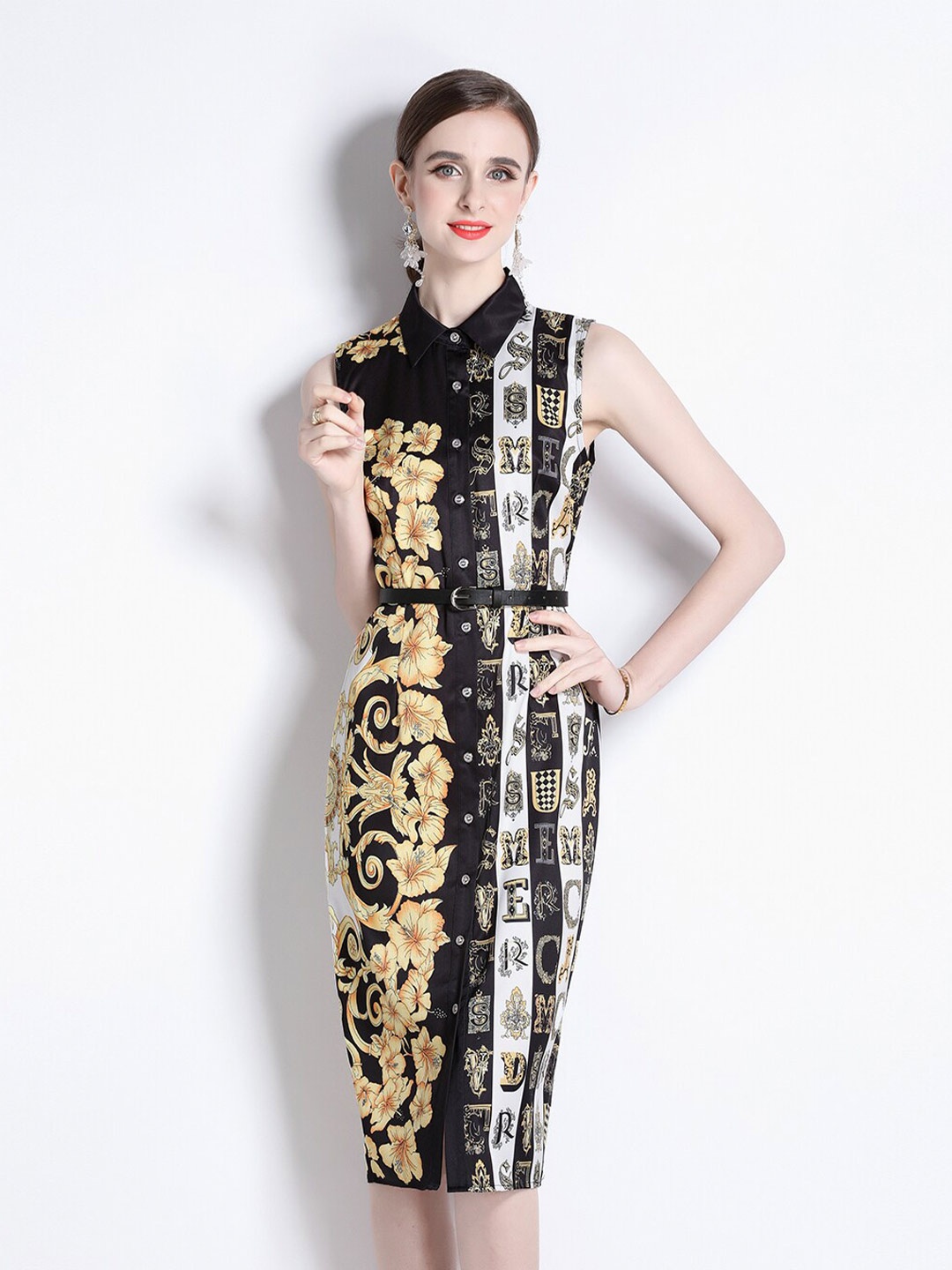 

JC Collection Floral Print Sheath Dress, Black