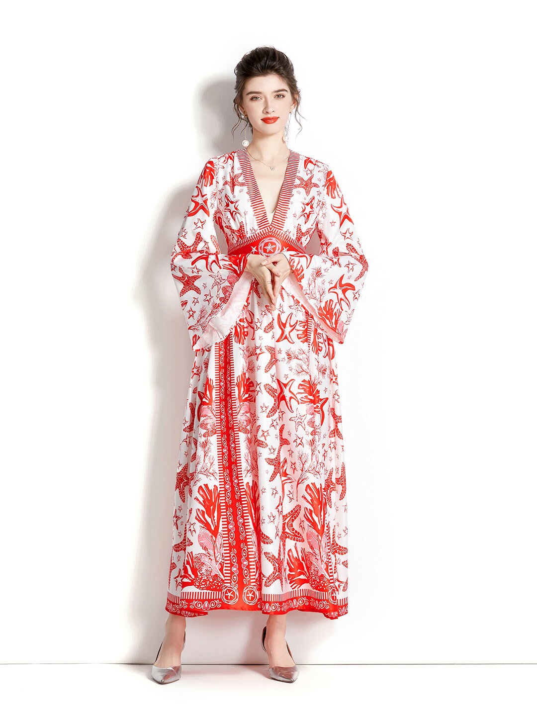 

JC Collection Red Floral Print Maxi Dress