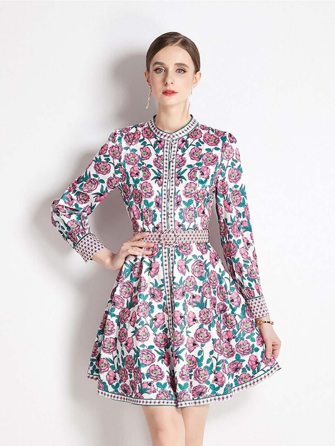 

JC Collection Floral Print Fit & Flare Dress, White