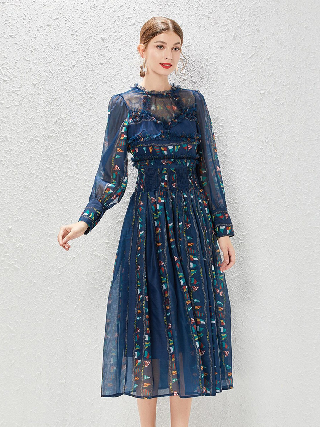 

JC Collection Floral Print Fit & Flare Midi Dress, Navy blue