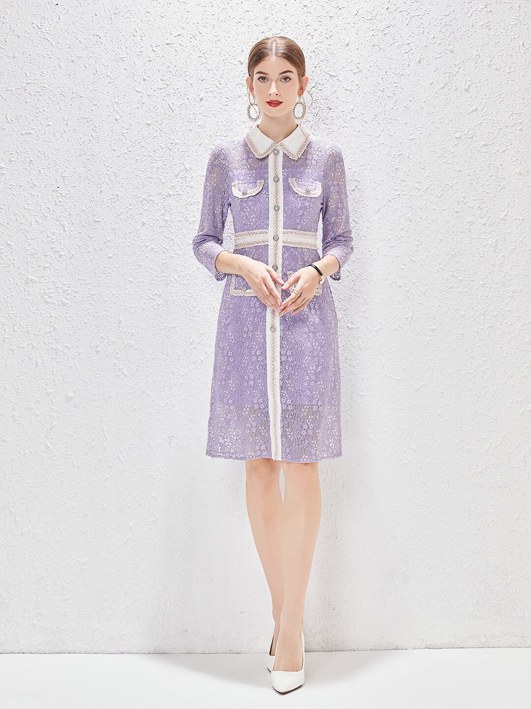 

JC Collection Purple Floral Print Shirt Dress