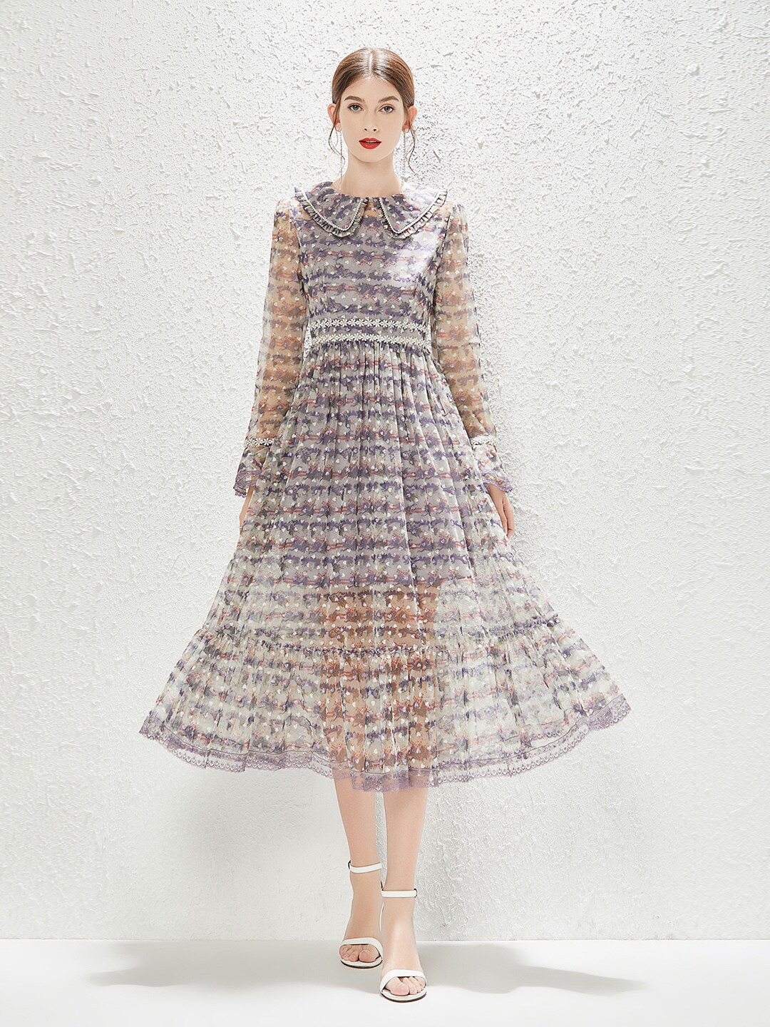 

JC Collection Print Fit & Flare Midi Dress, Purple