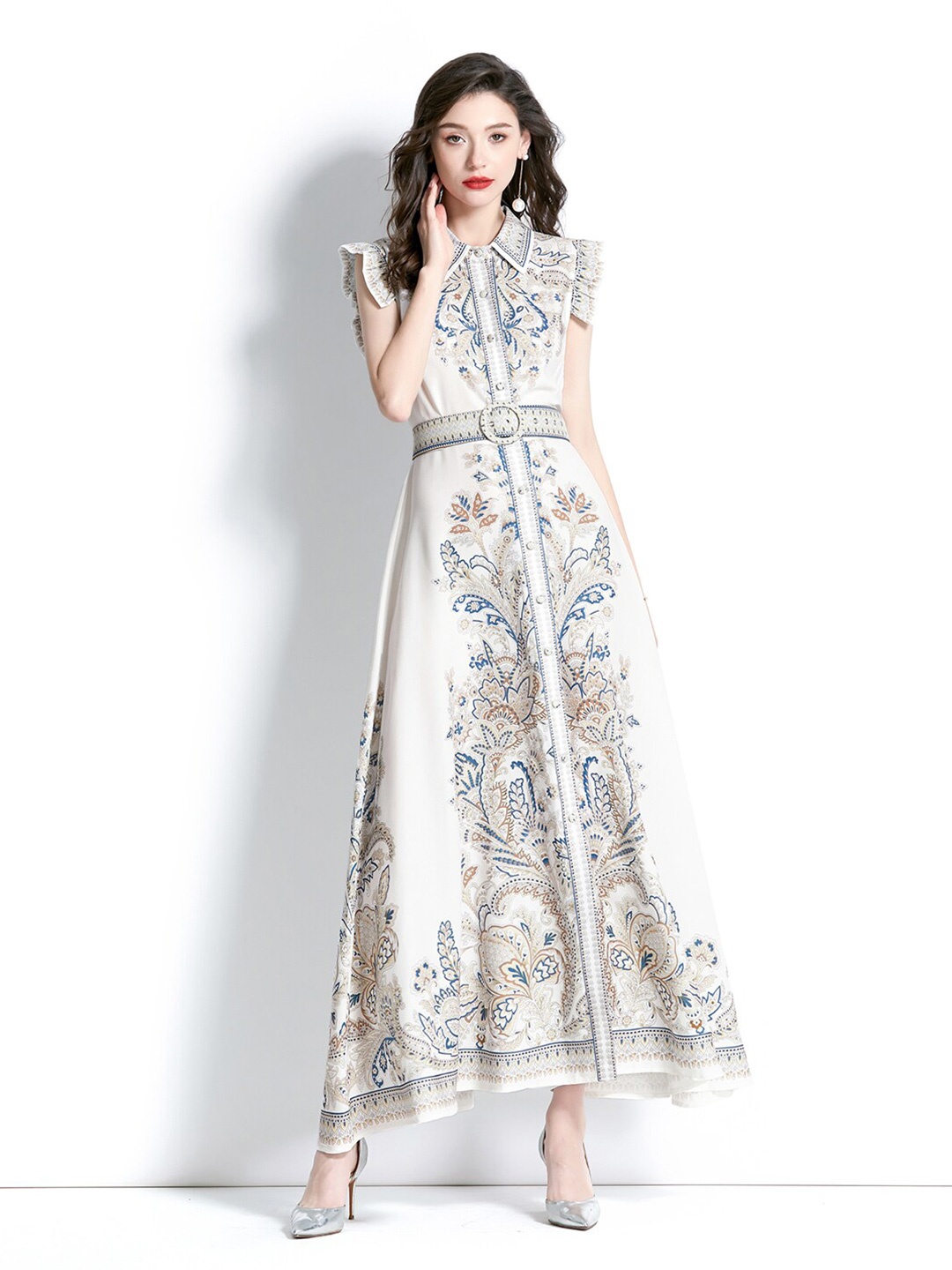 

JC Collection Ethnic Motifs Print Maxi Dress, White