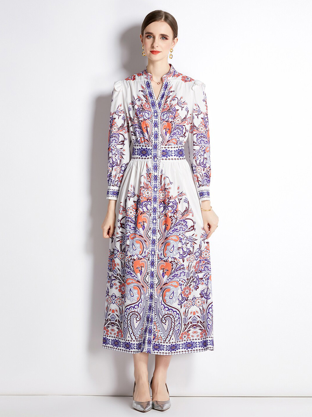 

JC Collection Ethnic Motifs Print Maxi Dress, White