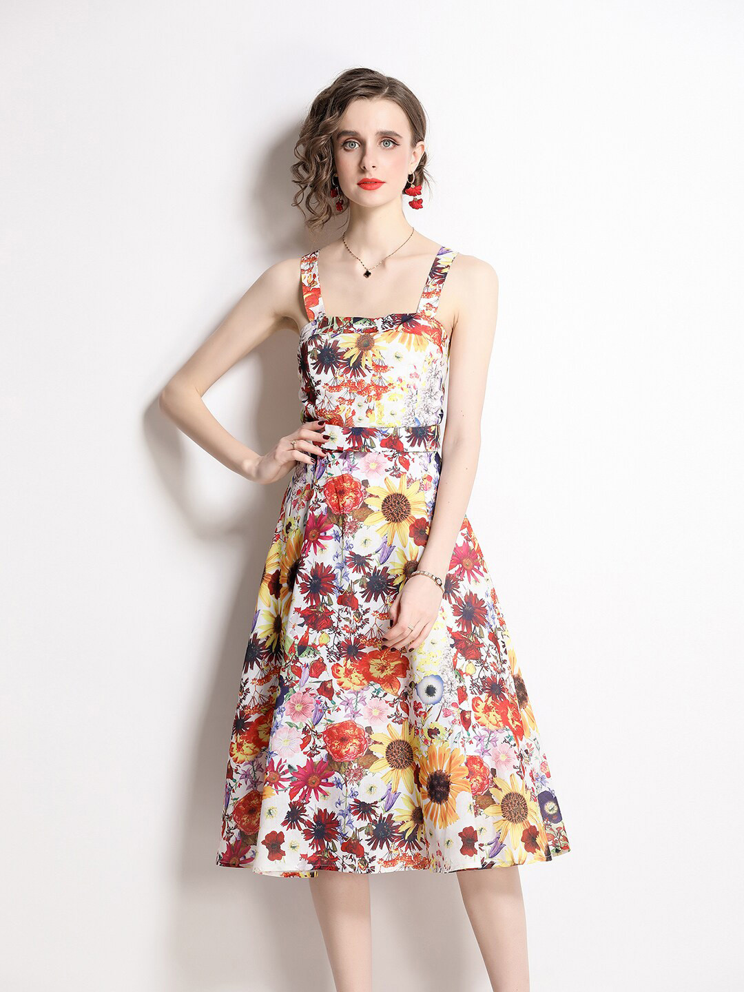 

JC Collection Floral Print Fit & Flare Dress, White