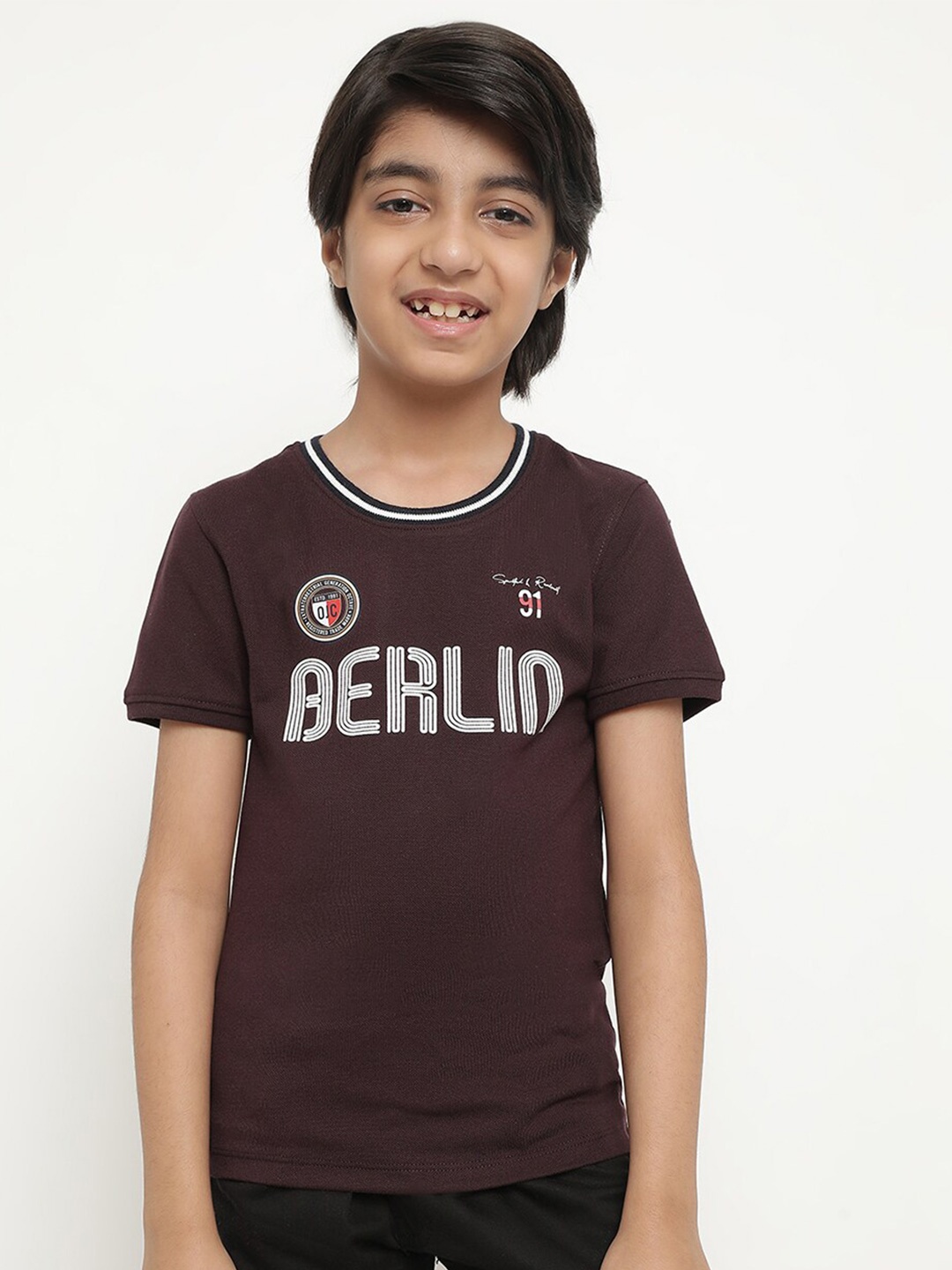 

Octave Boys Typography Printed Cotton T-Shirt, Maroon