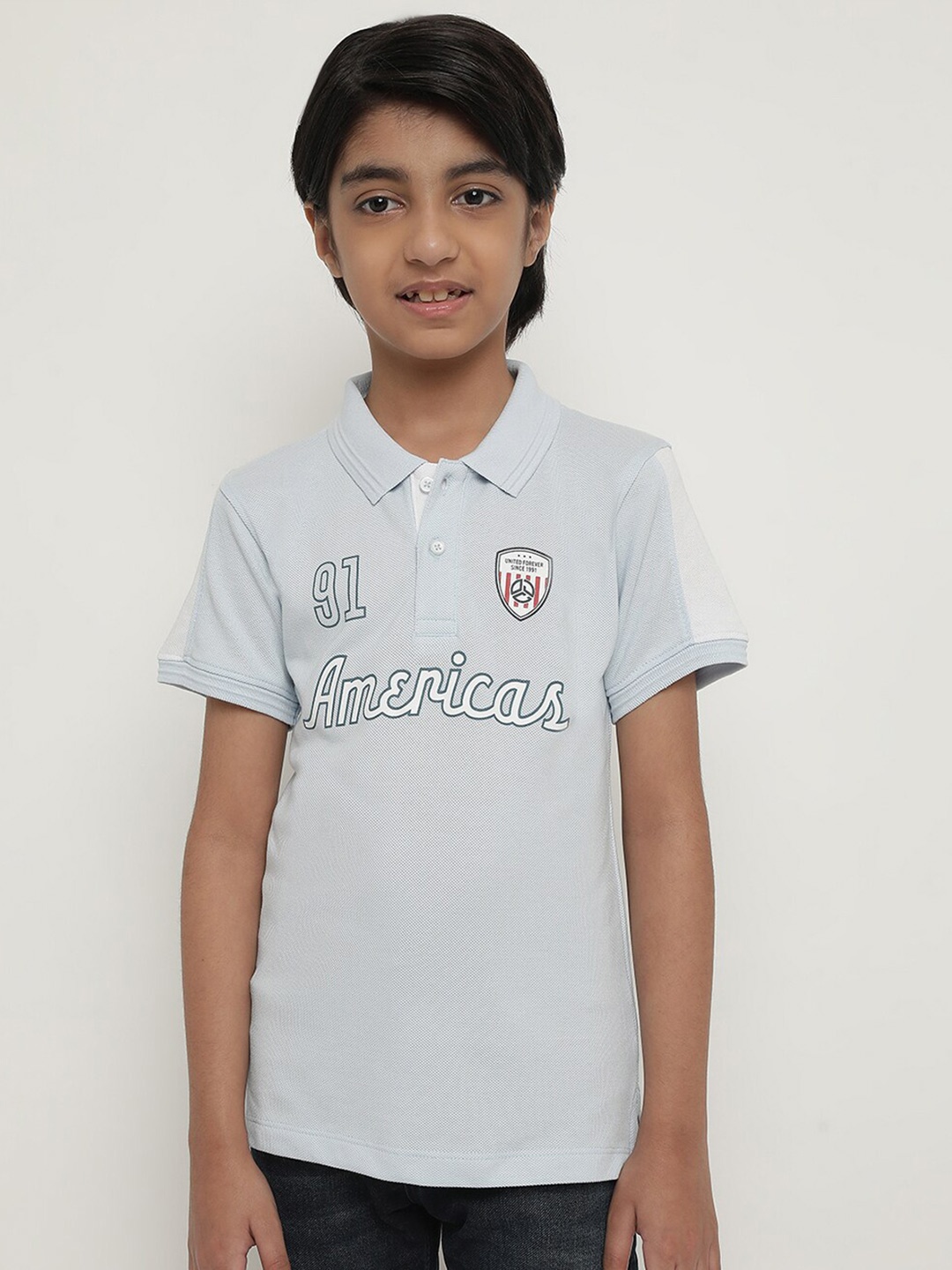

Octave Boys Typography Printed Polo Collar Cotton T-Shirt, Blue