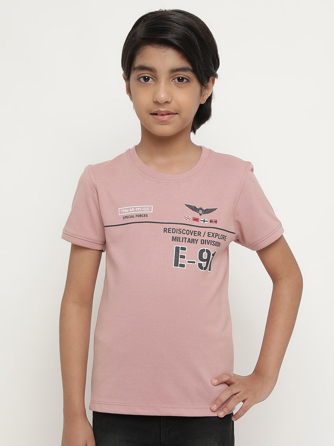 

Octave Boys Typography Printed Cotton T-shirt, Pink