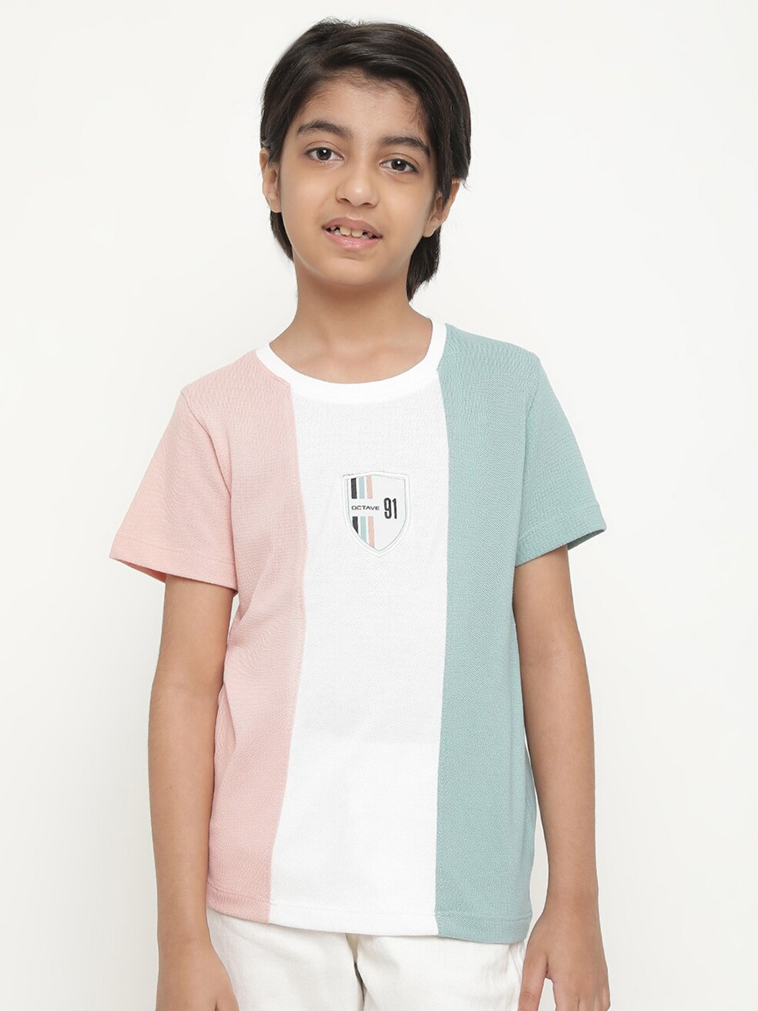 

Octave Boys Colourblocked Cotton T-shirt, Pink