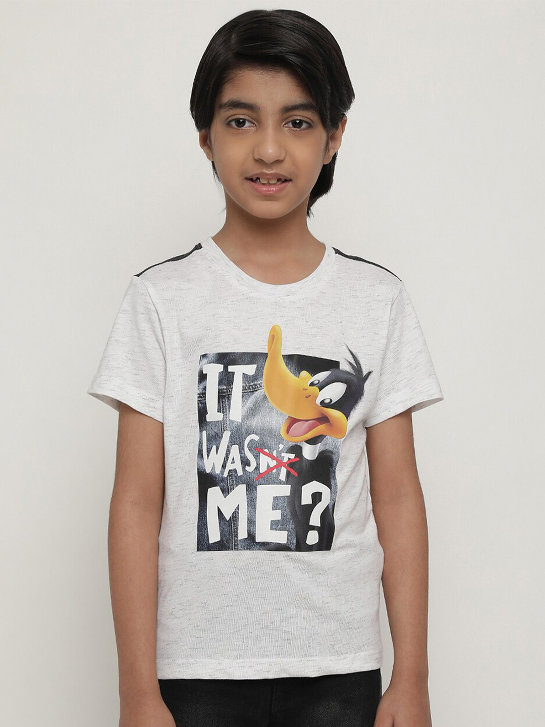 

Octave Boys Typography Printed Cotton T-shirt, White