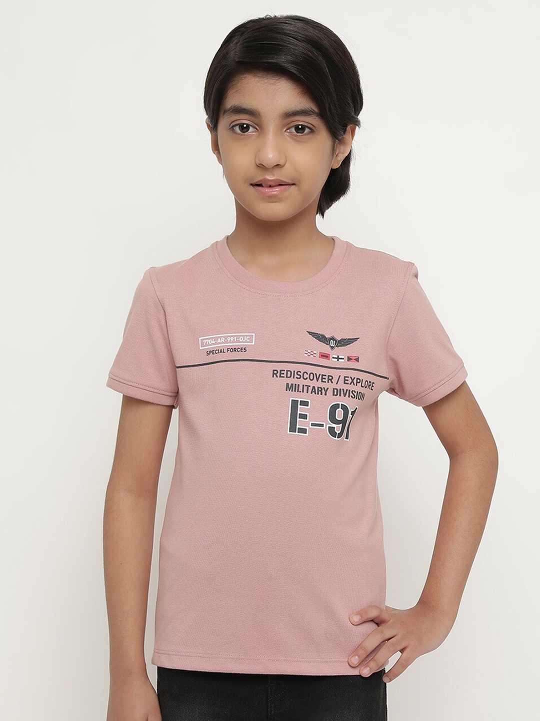 

Octave Boys Typography Printed Cotton T-shirt, Pink