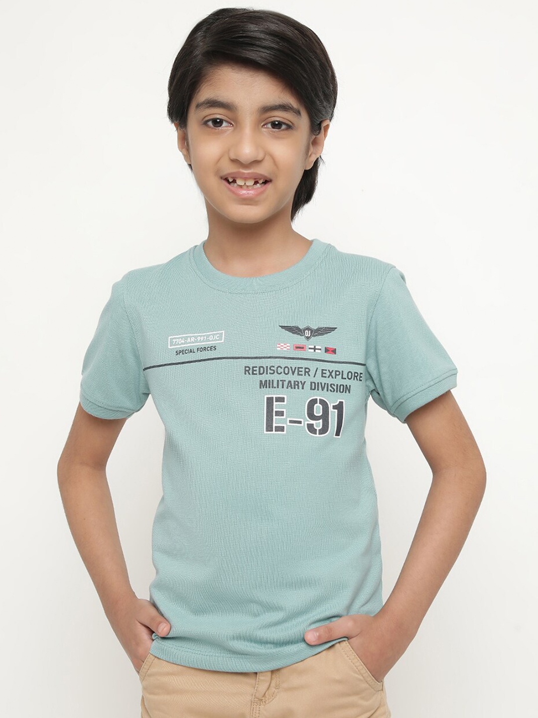 

Octave Boys Typography Printed Cotton T-shirt, Blue