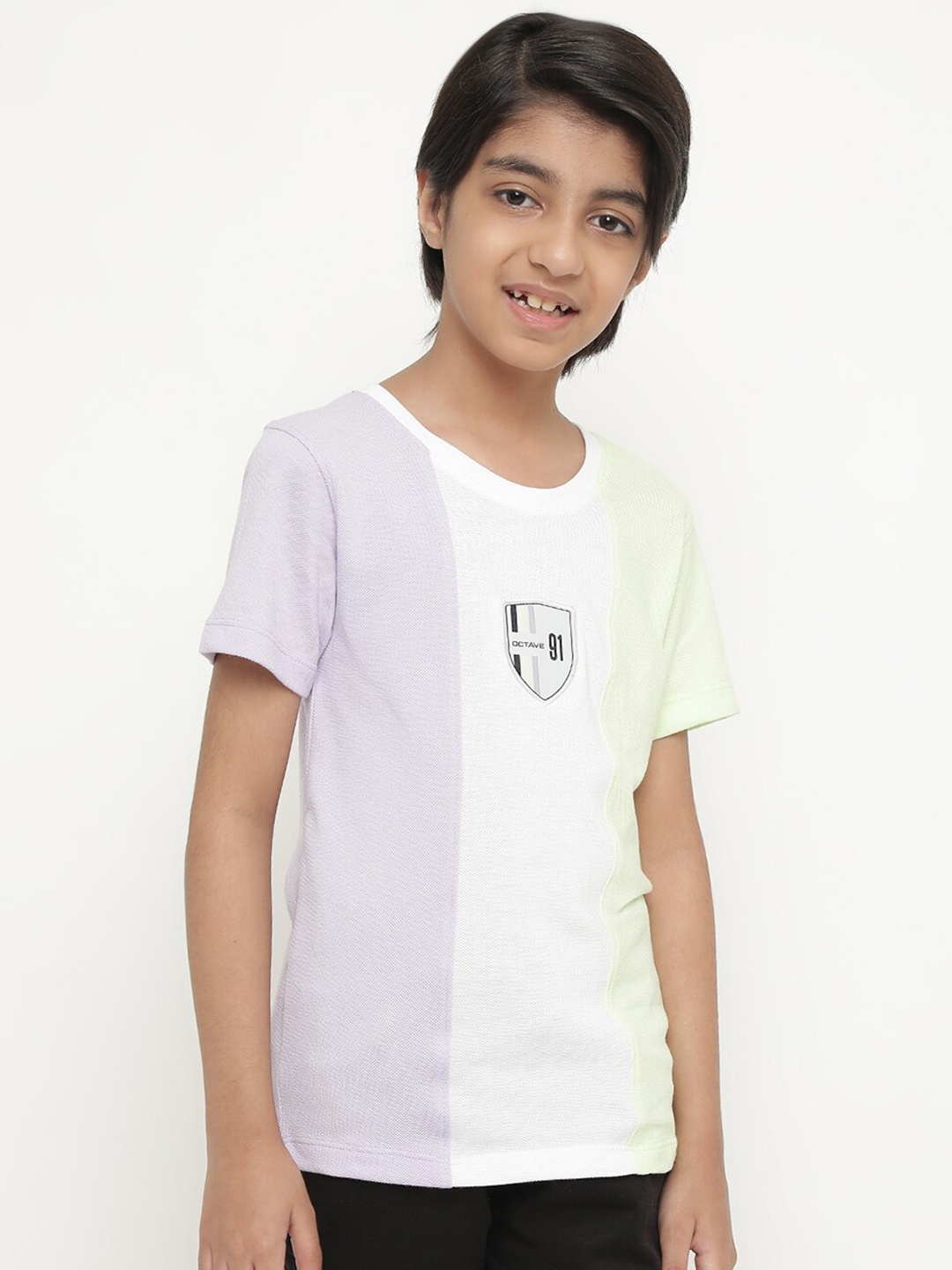 

Octave Boys Colourblocked Casual T-shirt, Lavender