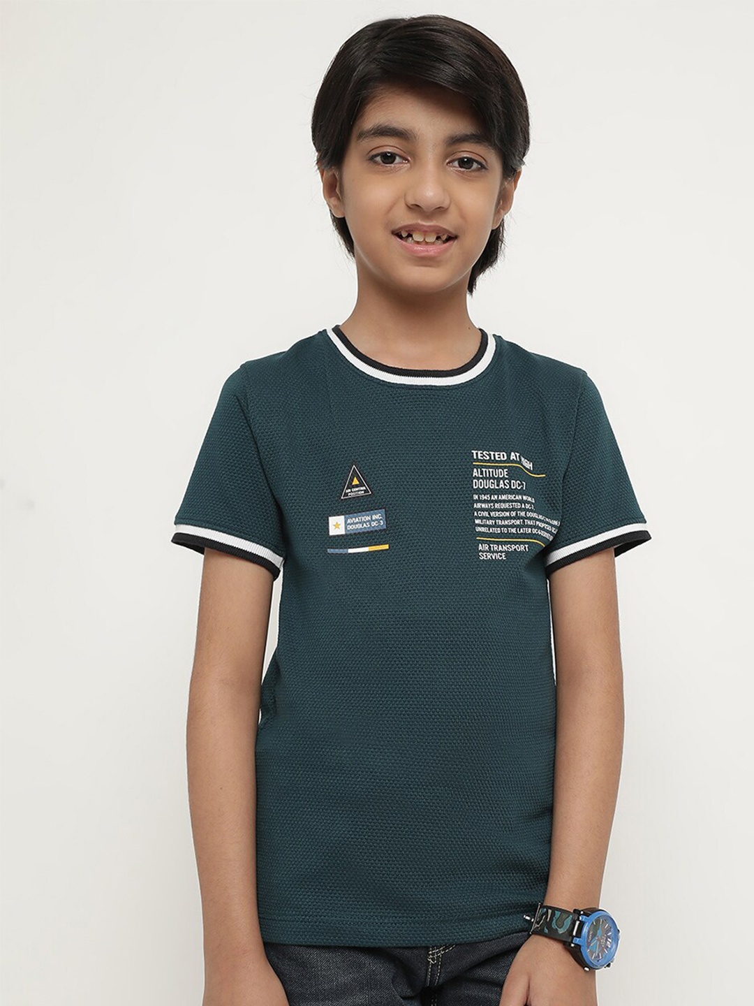 

Octave Boys Typography Printed T-shirt, Green
