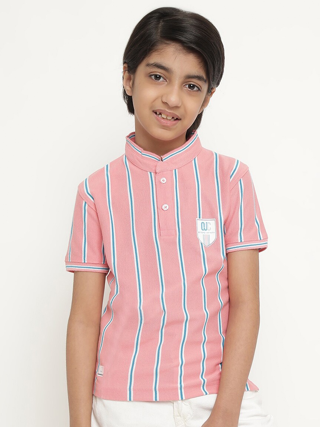 

Octave Boys Mandarin Collar T-shirt, Pink