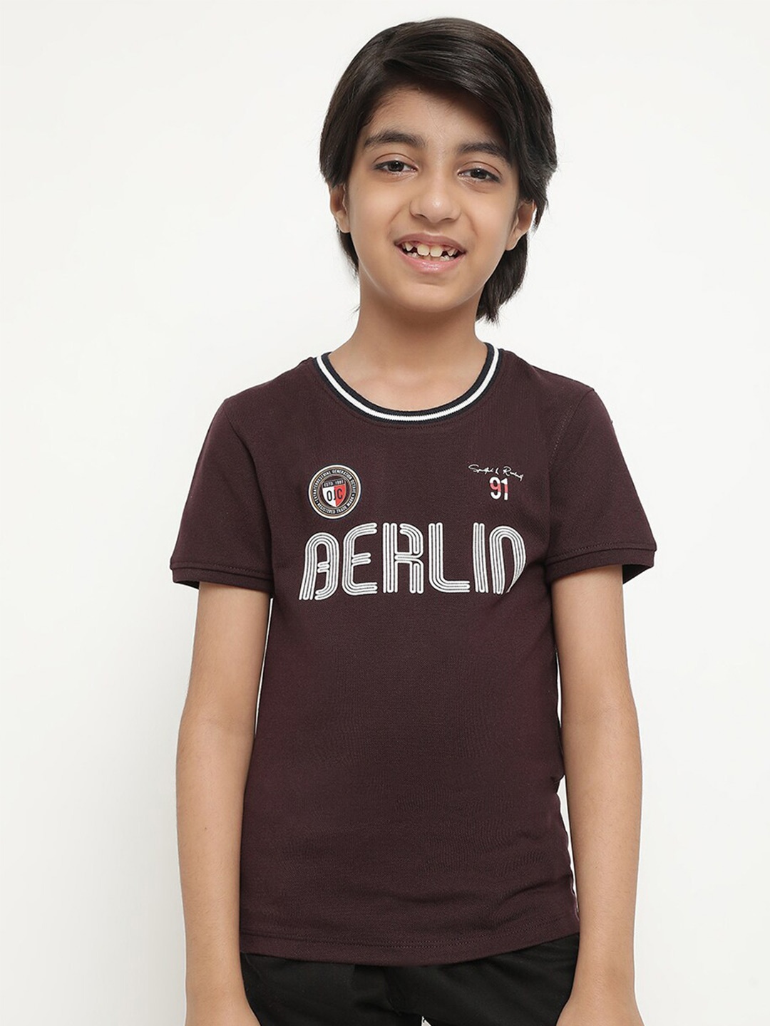 

Octave Boys Typography Printed Cotton T-Shirt, Burgundy