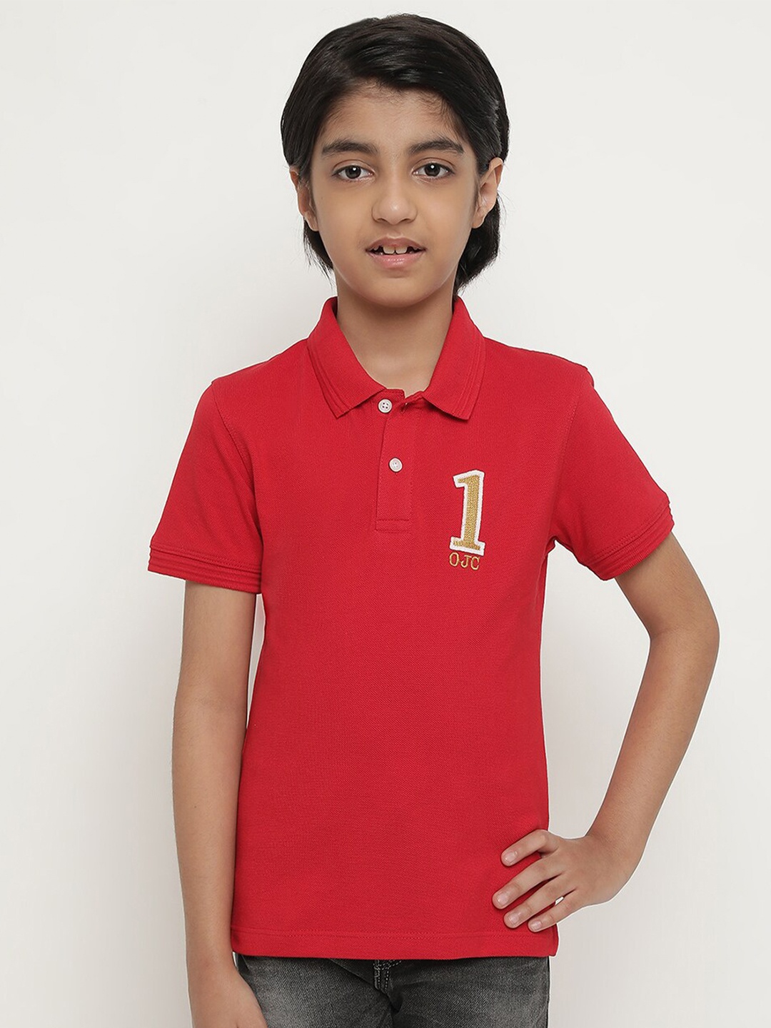

Octave Boys Polo Collar Cotton T-shirt, Red