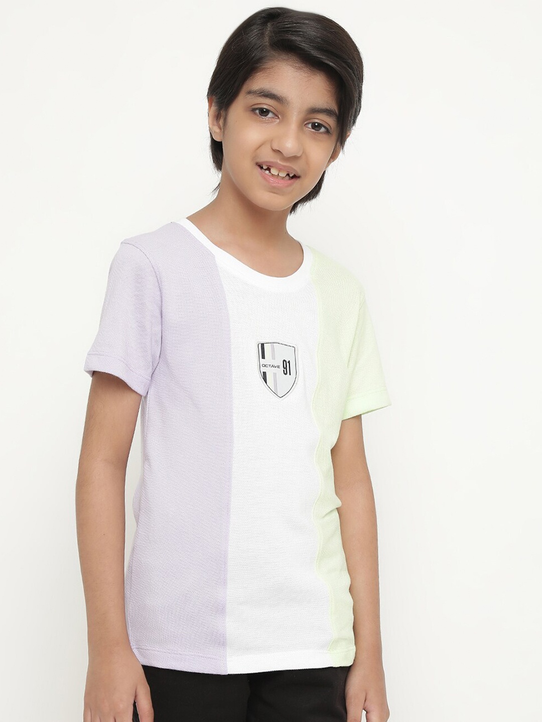 

Octave Boys Colourblocked Cotton T-shirt, Purple
