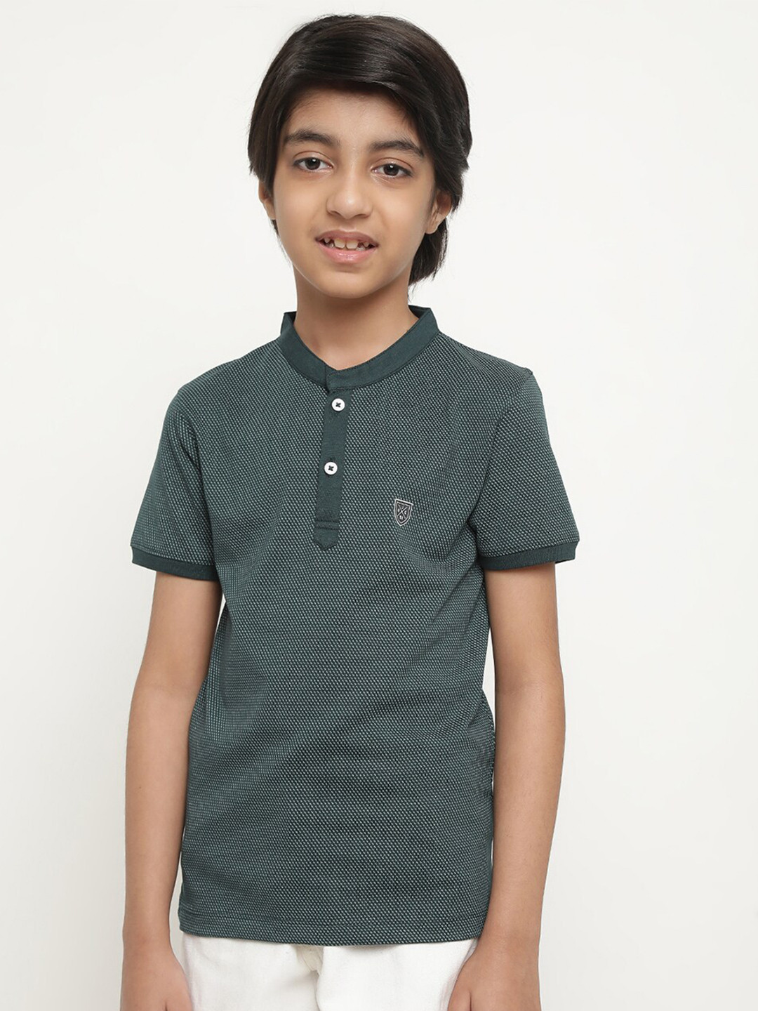 

Octave Boys Self Designed Polo Collar Casual T-shirt, Green