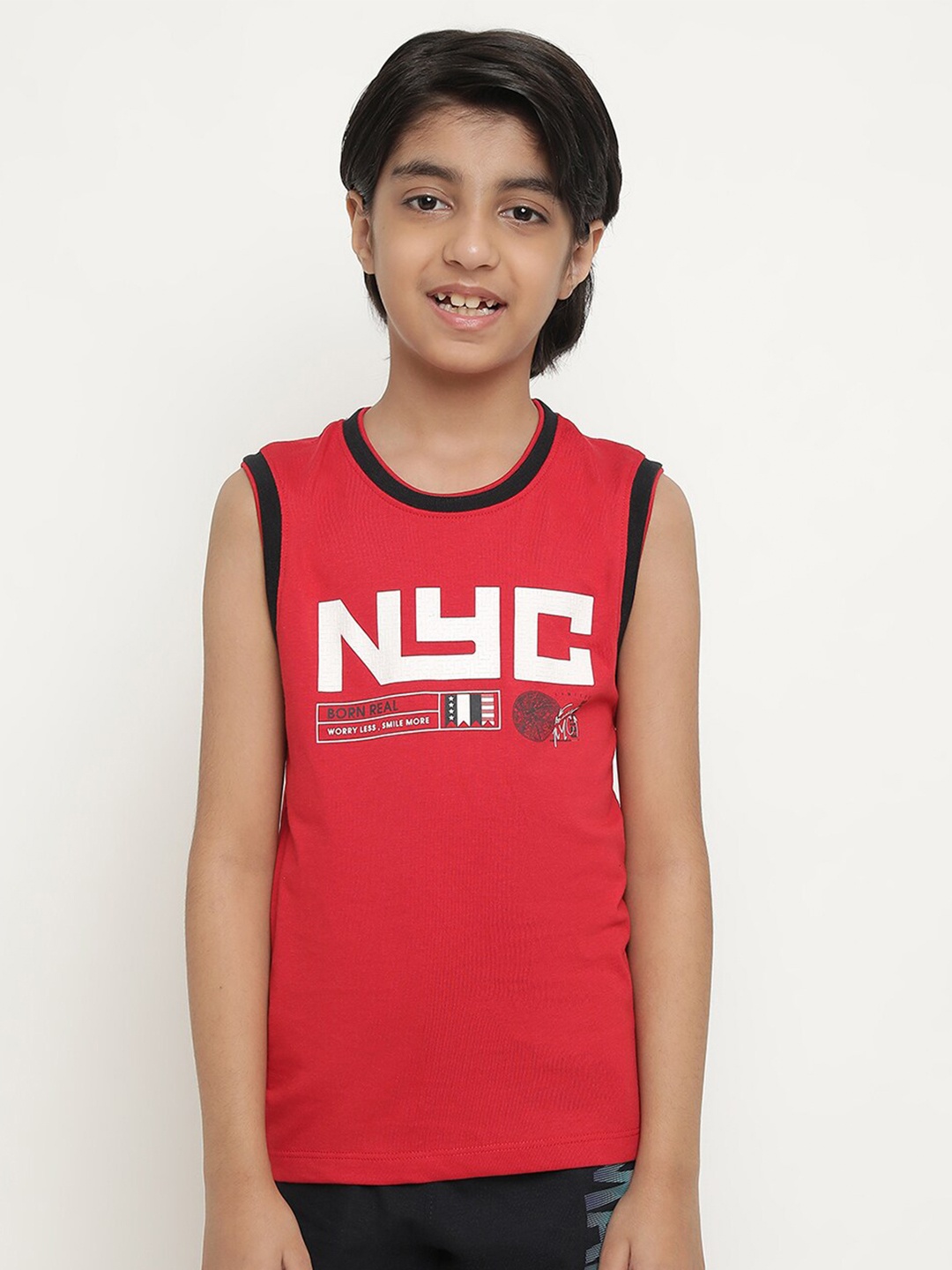

Octave Boys Typography Printed Sleeveless Casual T-shirt, Red