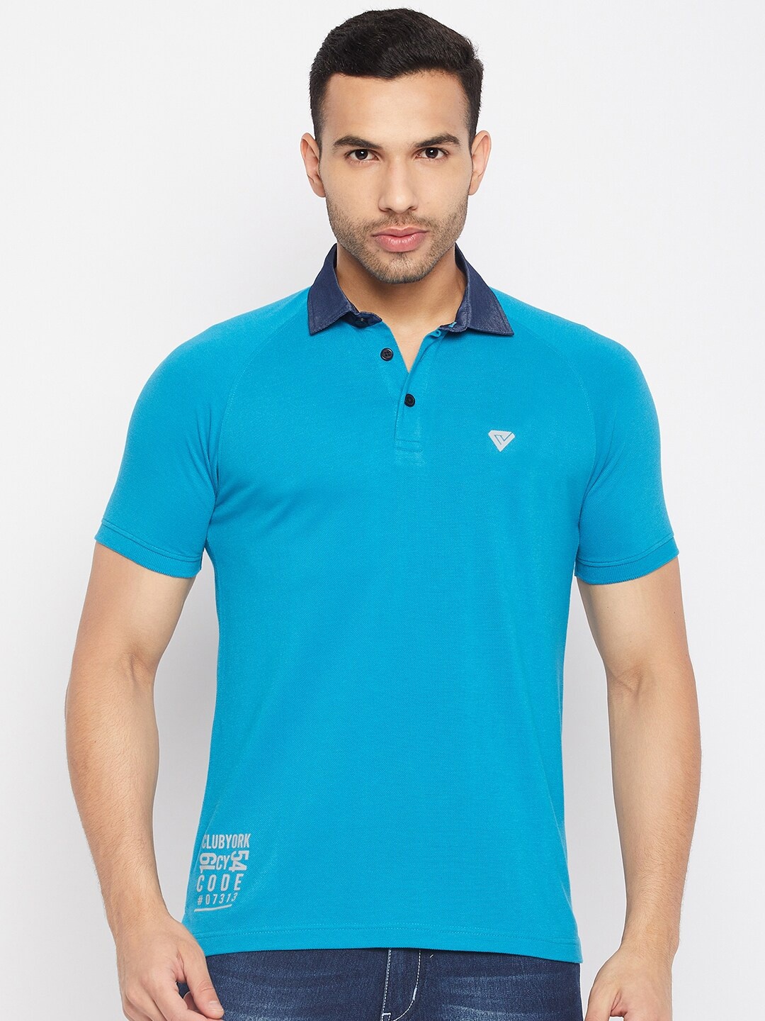 

Club York Polo Collar Casual Cotton T-shirt, Blue