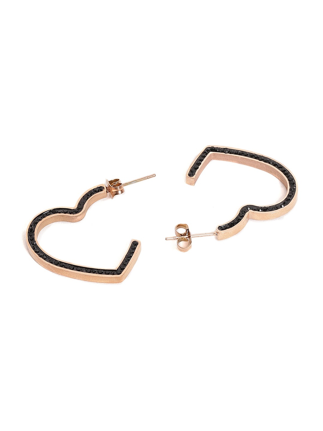 

EL REGALO Women Set Of 2 Gold-Plated Stainless Steel Heart Shaped Hoop Earrings