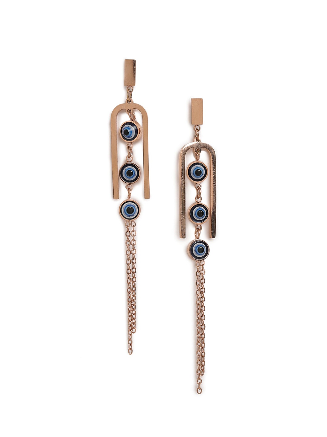 

EL REGALO Stainless Steel Gold-Plated Contemporary Drop Earrings