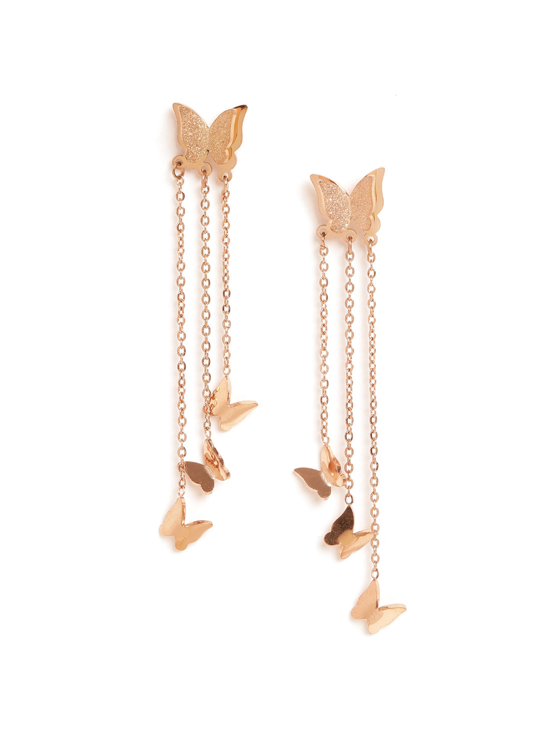 

EL REGALO Women Stainless Steel Gold-Plated Contemporary Drop Earrings