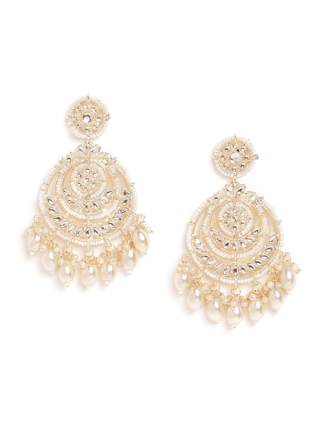 

EL REGALO Gold-Plated Contemporary Beaded Chandbalis
