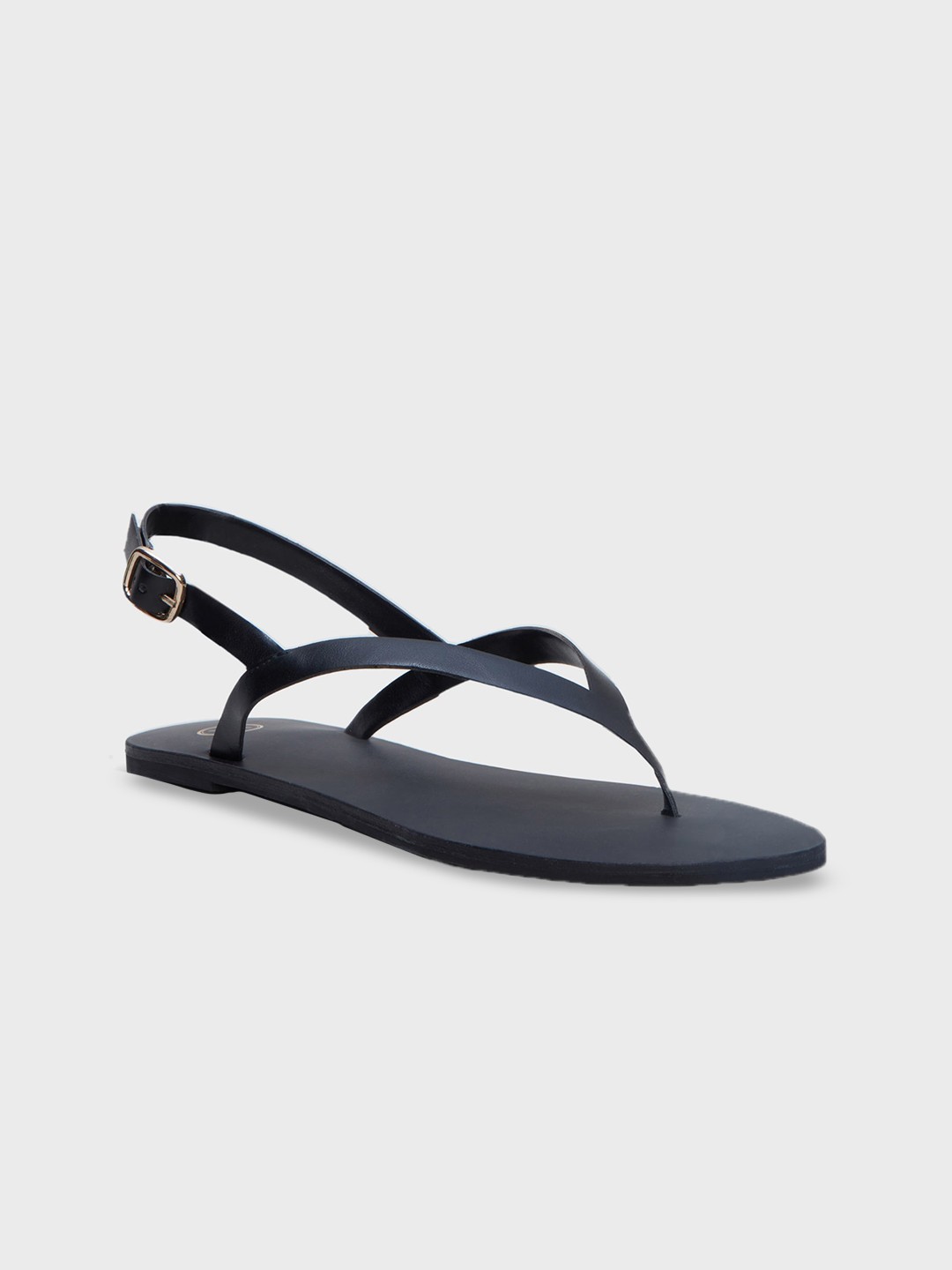 

20Dresses Black Almond Toe T-Strap Flats