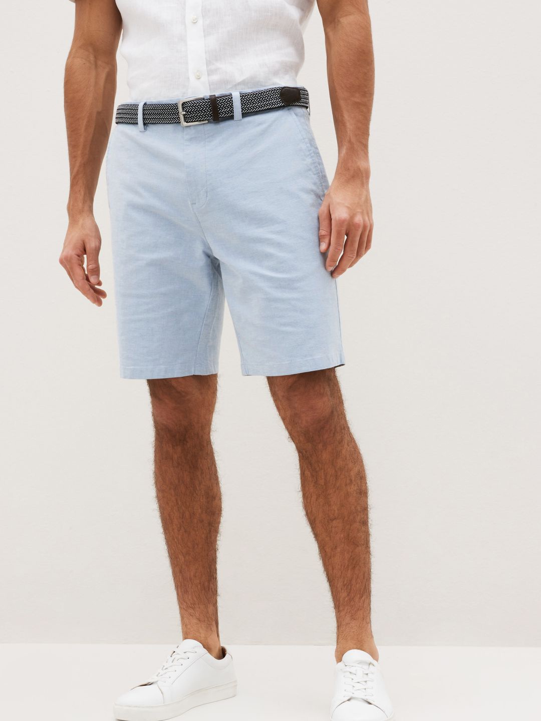 

NEXT Men Mid-Rise Chino Shorts With Textured Belt, Blue