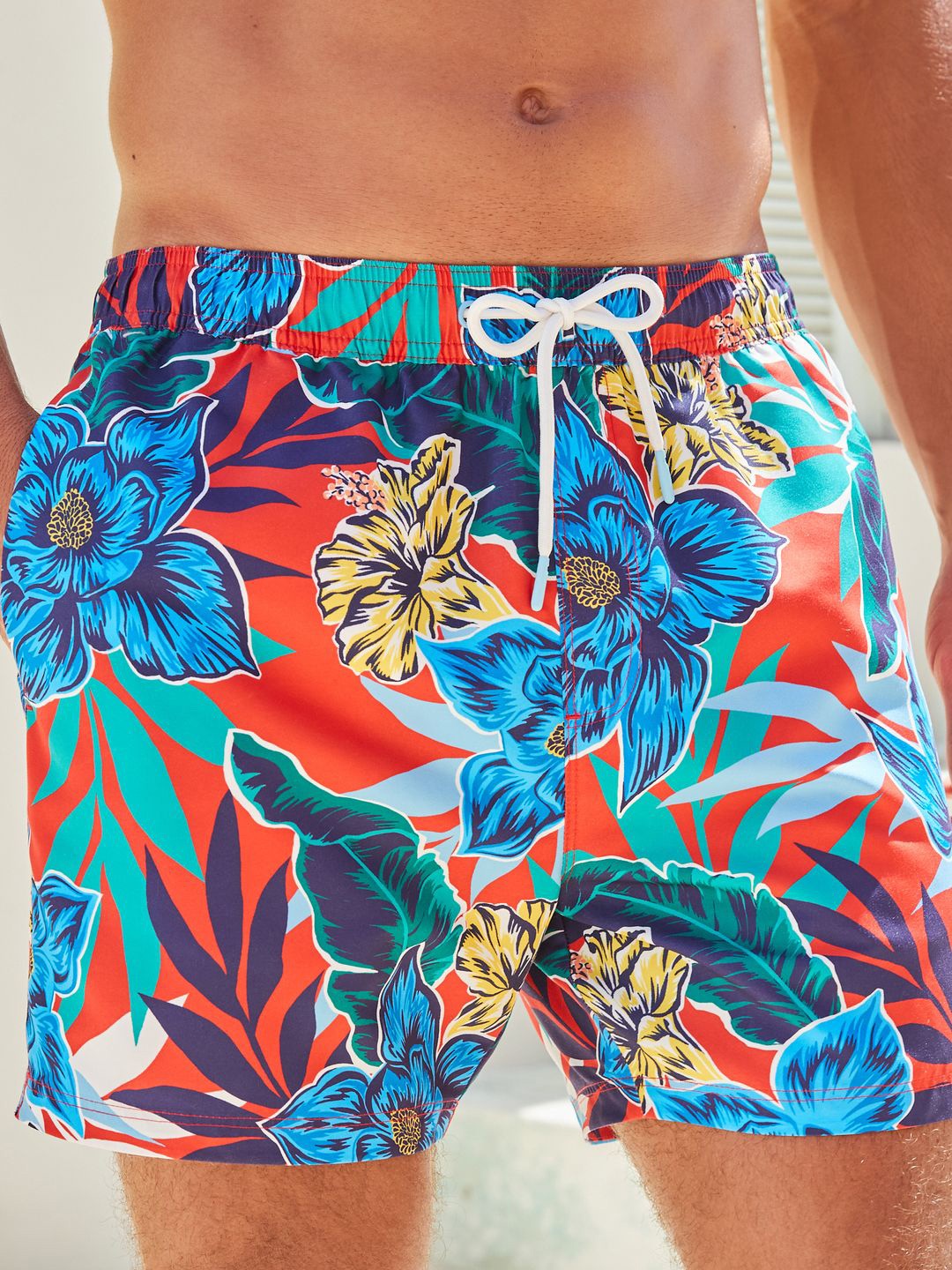 

NEXT Men Tropical Printed Mesh Insert Quick-Dry Swim Shorts, Multi