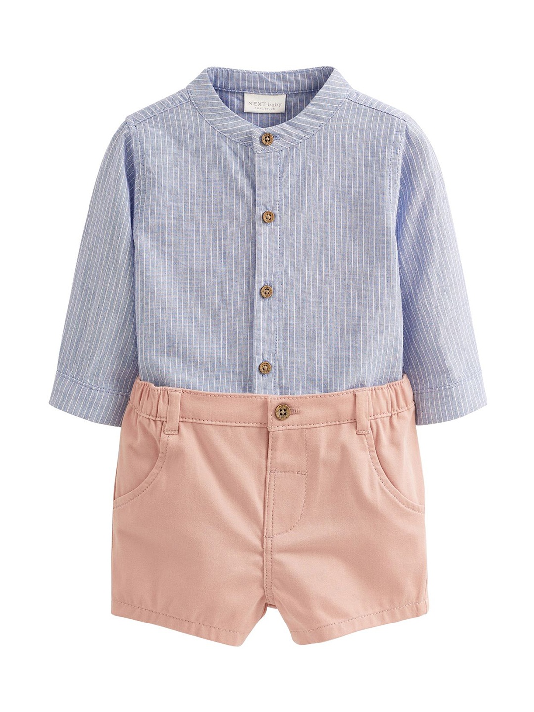 

NEXT Boys Striped Bodysuit with Shorts, Blue