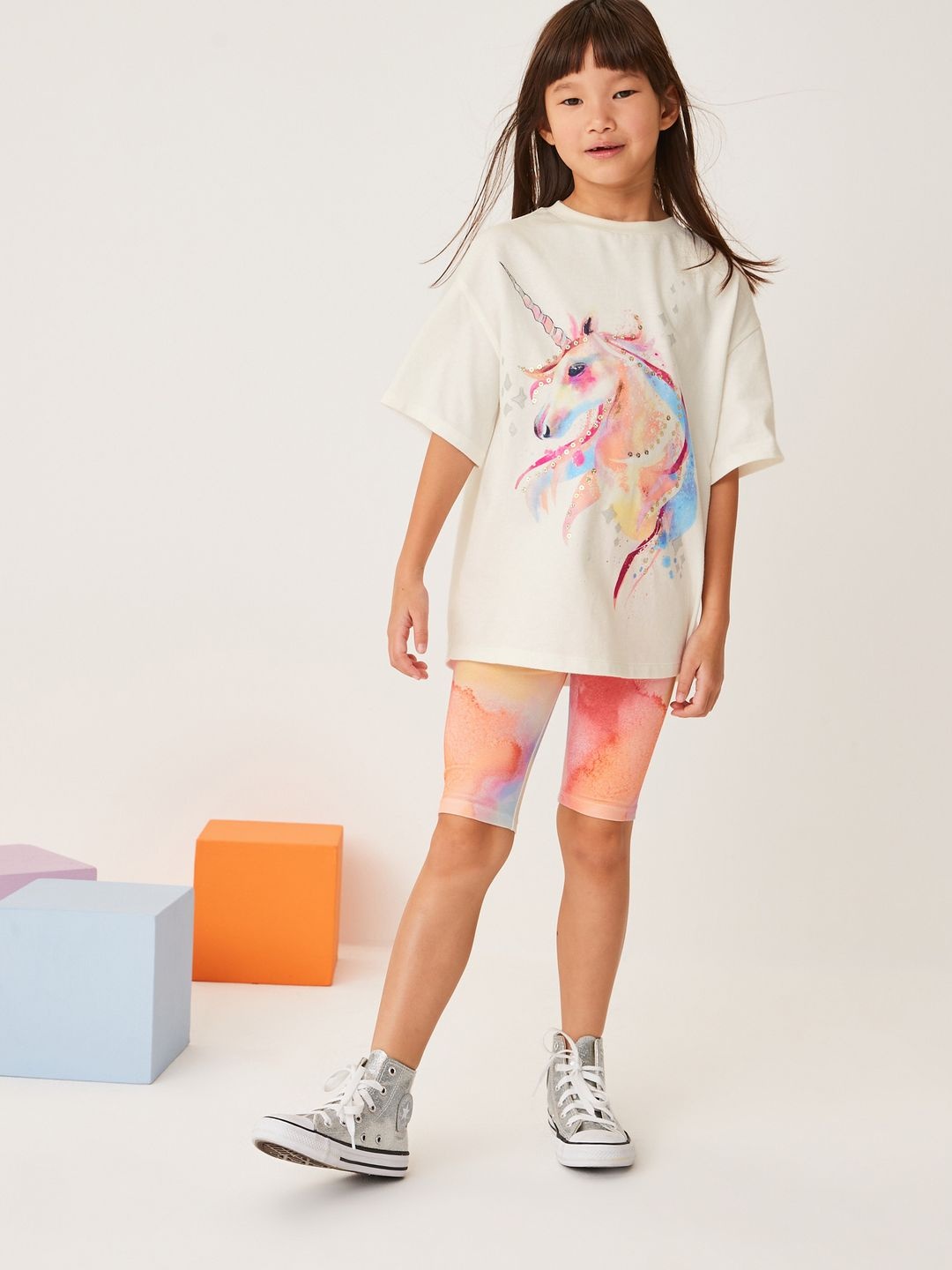 

NEXT Girls Sequin Embellished T-shirt with Shorts, White