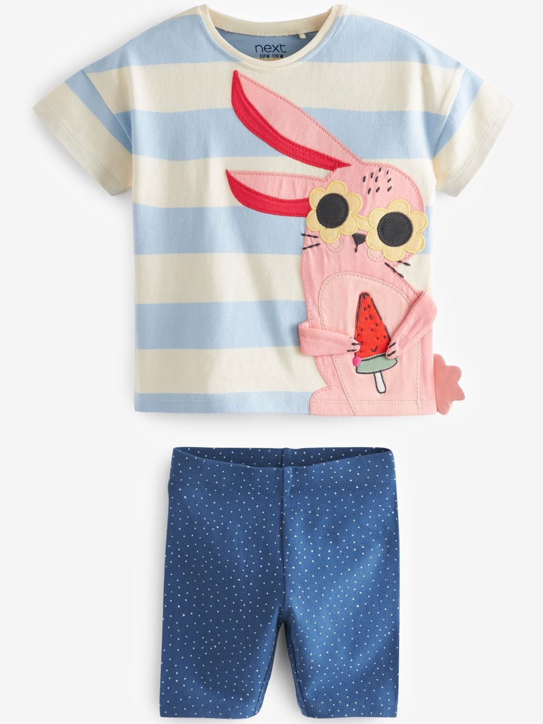 

NEXT Girls Striped T-shirt with Shorts, Blue